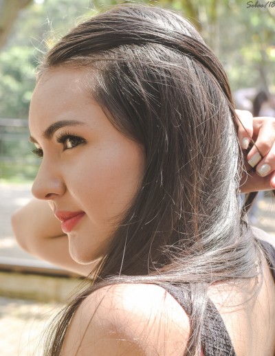 Cabello, maquillaje, sonrisa, rostro